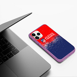 Чехол iPhone 11 Pro матовый Atletico madrid атлетико мадрид брызги красок, цвет: 3D-фиолетовый — фото 2