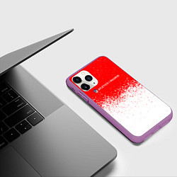 Чехол iPhone 11 Pro матовый Атлетико белые брызги, цвет: 3D-фиолетовый — фото 2
