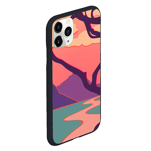 Чехол iPhone 11 Pro матовый Оранжевое небо / 3D-Черный – фото 2