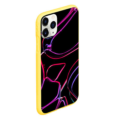 Чехол iPhone 11 Pro матовый Неоновые линзы во тьме - Розовый / 3D-Желтый – фото 2