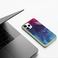 Чехол iPhone 11 Pro матовый Неоновый дым - Голубой и розовый, цвет: 3D-салатовый — фото 2