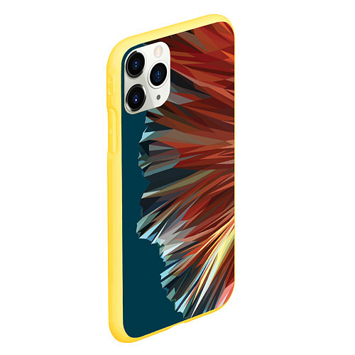 Чехол iPhone 11 Pro матовый Полигональные линии / 3D-Желтый – фото 2