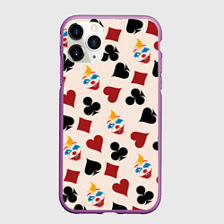Чехол iPhone 11 Pro матовый Джокер карты масть cards joker clown, цвет: 3D-фиолетовый