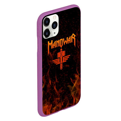 Чехол iPhone 11 Pro матовый Manowar ПЛАМЯ / 3D-Фиолетовый – фото 2