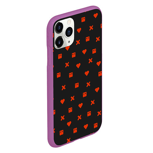 Чехол iPhone 11 Pro матовый Love Death and Robots red pattern / 3D-Фиолетовый – фото 2