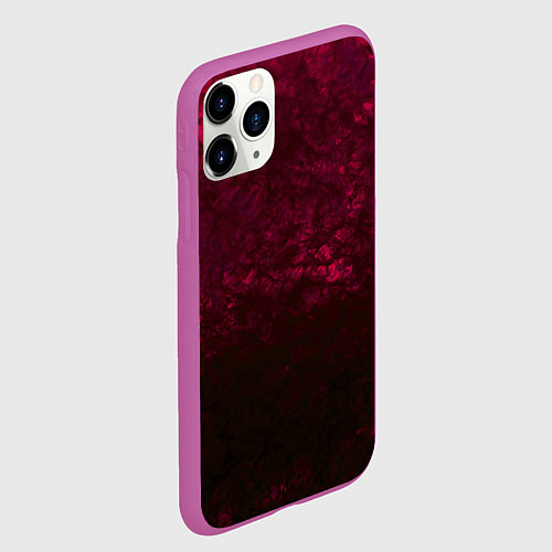 Чехол iPhone 11 Pro матовый Темно-красный абстрактный узор текстура камня / 3D-Фиолетовый – фото 2