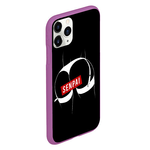 Чехол iPhone 11 Pro матовый Senpai ЧБ / 3D-Фиолетовый – фото 2