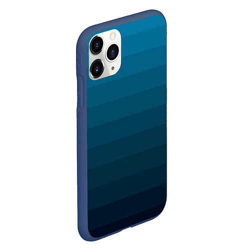 Чехол iPhone 11 Pro матовый Blue stripes gradient / 3D-Тёмно-синий – фото 2