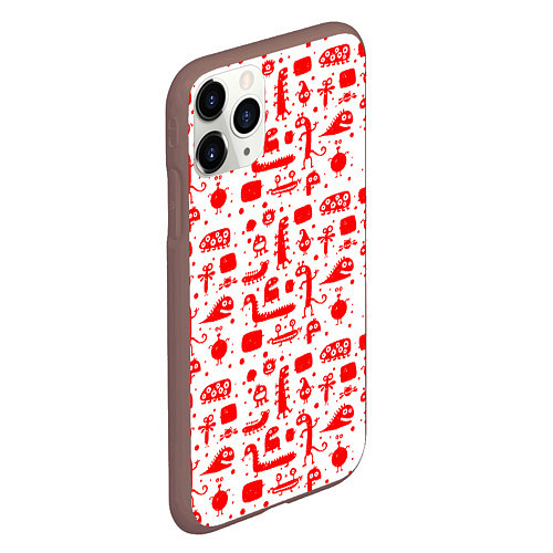 Чехол iPhone 11 Pro матовый RED MONSTERS / 3D-Коричневый – фото 2