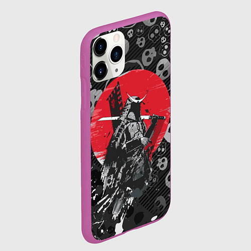 Чехол iPhone 11 Pro матовый Призрак Цусимы Самурай Красное солнце Япония / 3D-Фиолетовый – фото 2