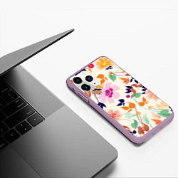 Чехол iPhone 11 Pro матовый Summer floral pattern, цвет: 3D-сиреневый — фото 2