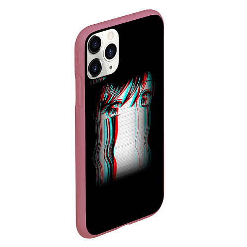 Чехол iPhone 11 Pro матовый Sad Neon Girl / 3D-Малиновый – фото 2