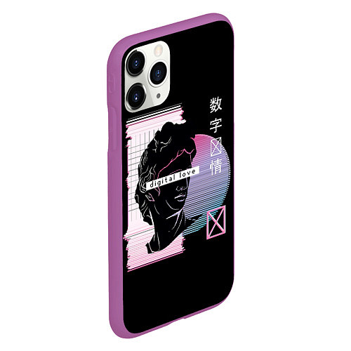 Чехол iPhone 11 Pro матовый Digital Love / 3D-Фиолетовый – фото 2