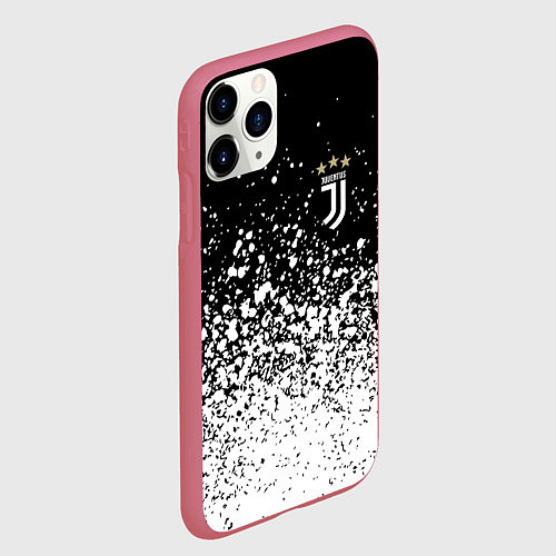 Чехол iPhone 11 Pro матовый Juventus fc брызги краски / 3D-Малиновый – фото 2