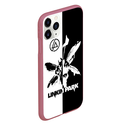 Чехол iPhone 11 Pro матовый Linkin Park логотип черно-белый / 3D-Малиновый – фото 2