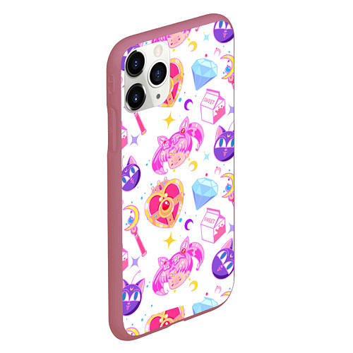 Чехол iPhone 11 Pro матовый Сейлор Мун Sailor Moon / 3D-Малиновый – фото 2