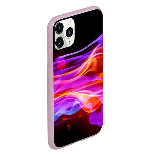 Чехол iPhone 11 Pro матовый Abstract colorful waves / 3D-Розовый – фото 2