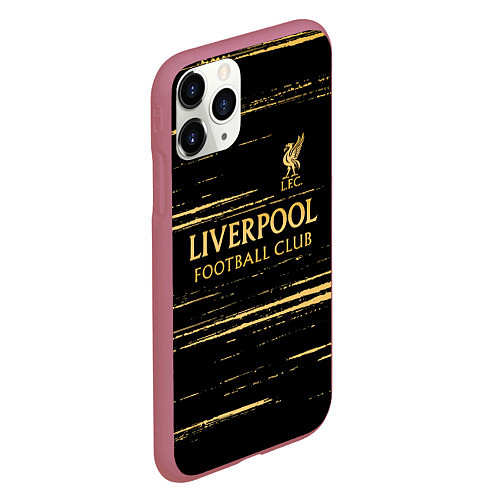 Чехол iPhone 11 Pro матовый Liverpool в золотом цвете / 3D-Малиновый – фото 2