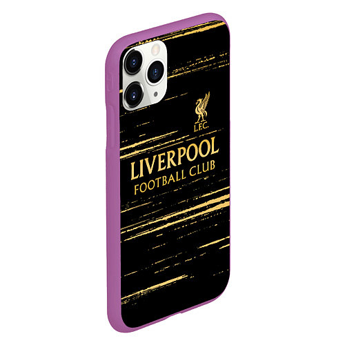 Чехол iPhone 11 Pro матовый Liverpool в золотом цвете / 3D-Фиолетовый – фото 2