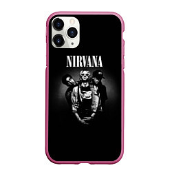 Чехол iPhone 11 Pro матовый Nirvana рок-группа, цвет: 3D-малиновый