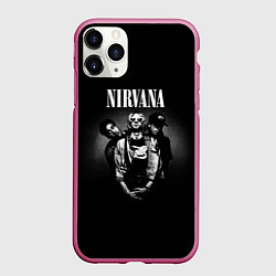 Чехол iPhone 11 Pro матовый Nirvana рок-группа, цвет: 3D-малиновый