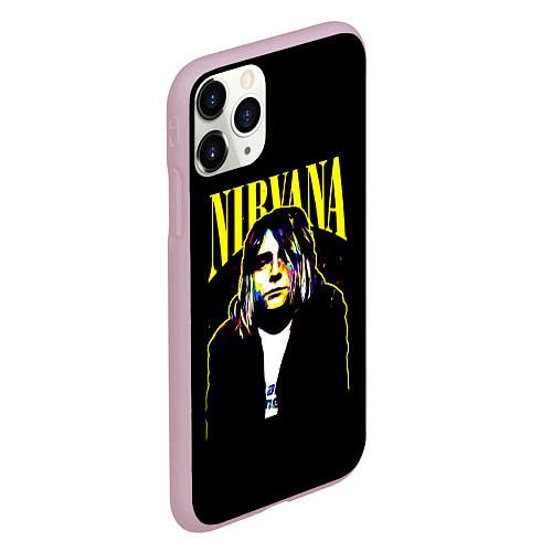 Чехол iPhone 11 Pro матовый Рок - группа Nirvana / 3D-Розовый – фото 2