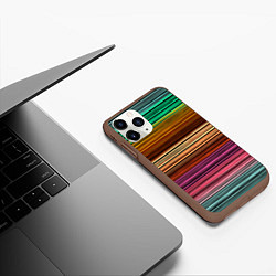 Чехол iPhone 11 Pro матовый Multicolored thin stripes Разноцветные полосы, цвет: 3D-коричневый — фото 2