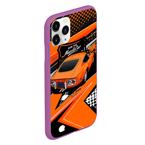 Чехол iPhone 11 Pro матовый Vintage Tron Ретро-автомобиль / 3D-Фиолетовый – фото 2