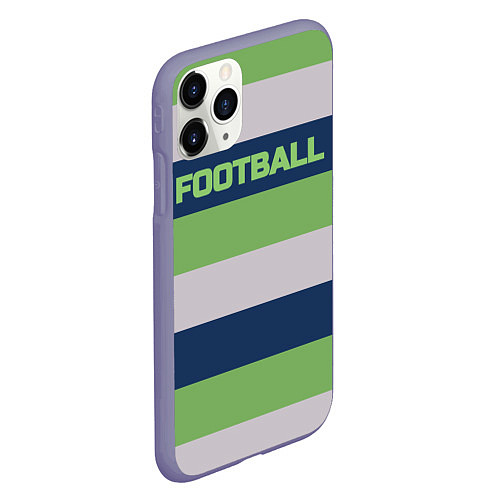 Чехол iPhone 11 Pro матовый Цветные полосы текст футбол Text football colored / 3D-Серый – фото 2