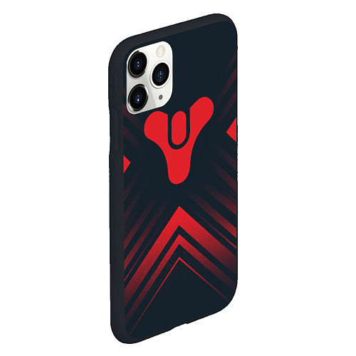 Чехол iPhone 11 Pro матовый Красный Символ Destiny на темном фоне со стрелками / 3D-Черный – фото 2