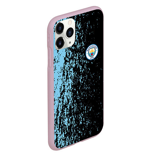 Чехол iPhone 11 Pro матовый Manchester city манчестер сити голубые брызги / 3D-Розовый – фото 2