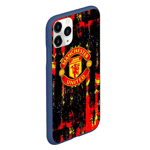 Чехол iPhone 11 Pro матовый Manchester united краска / 3D-Тёмно-синий – фото 2