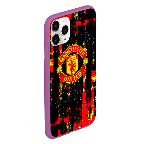 Чехол iPhone 11 Pro матовый Manchester united краска / 3D-Фиолетовый – фото 2