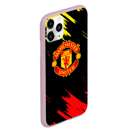 Чехол iPhone 11 Pro матовый Manchester united Texture / 3D-Розовый – фото 2