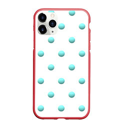 Чехол iPhone 11 Pro матовый Редкий бирюзовый горох 3д, цвет: 3D-красный