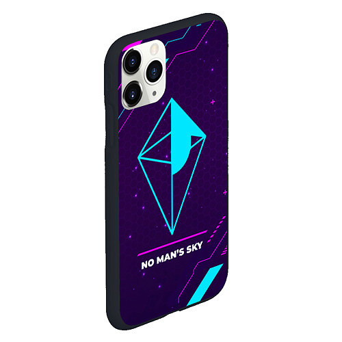 Чехол iPhone 11 Pro матовый Символ No Mans Sky в неоновых цветах на темном фон / 3D-Черный – фото 2