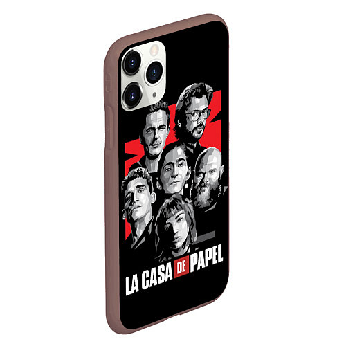 Чехол iPhone 11 Pro матовый Бумажный дом La Casa De Papel / 3D-Коричневый – фото 2