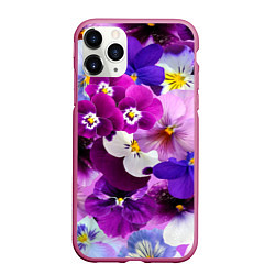 Чехол iPhone 11 Pro матовый CHARMING PANSIES, цвет: 3D-малиновый