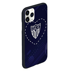 Чехол iPhone 11 Pro матовый Лого Sevilla в сердечке на фоне мячей, цвет: 3D-черный — фото 2