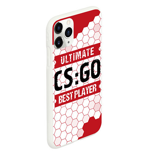 Чехол iPhone 11 Pro матовый CS:GO: красные таблички Best Player и Ultimate / 3D-Белый – фото 2