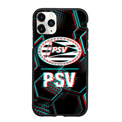 Чехол iPhone 11 Pro матовый PSV FC в стиле Glitch на темном фоне, цвет: 3D-черный