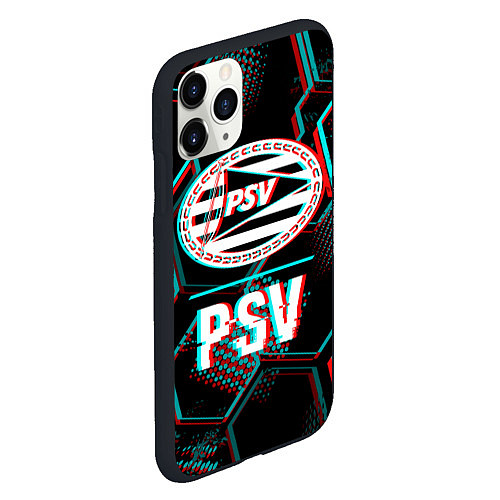 Чехол iPhone 11 Pro матовый PSV FC в стиле Glitch на темном фоне / 3D-Черный – фото 2