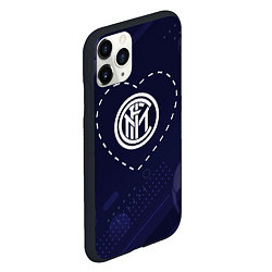 Чехол iPhone 11 Pro матовый Лого Inter в сердечке на фоне мячей, цвет: 3D-черный — фото 2
