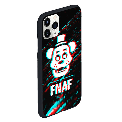 Чехол iPhone 11 Pro матовый FNAF в стиле Glitch Баги Графики на темном фоне / 3D-Черный – фото 2