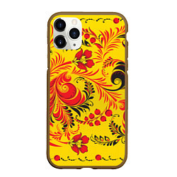 Чехол iPhone 11 Pro матовый Хохломская Роспись Цветы, цвет: 3D-коричневый