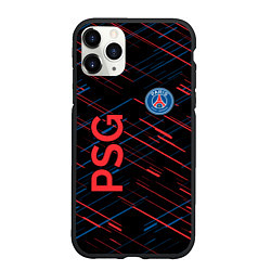 Чехол iPhone 11 Pro матовый Psg красные синие чёрточки