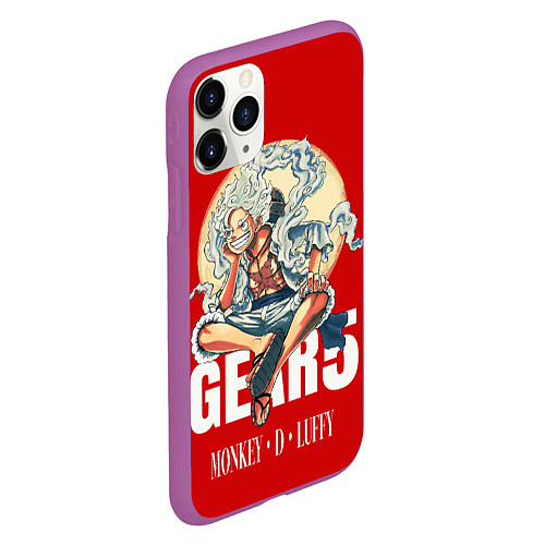 Чехол iPhone 11 Pro матовый ЛУФФИ 5 ГИР ONE PIECE На луне / 3D-Фиолетовый – фото 2