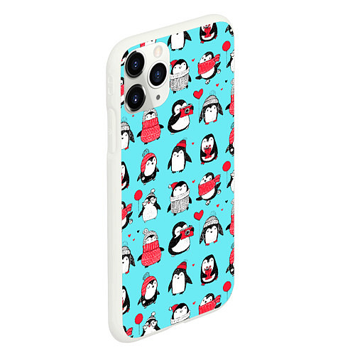 Чехол iPhone 11 Pro матовый PENGUINS ON THE POSITIVE / 3D-Белый – фото 2