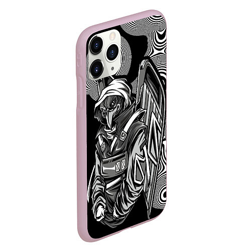 Чехол iPhone 11 Pro матовый Черно-белая хищная птица / 3D-Розовый – фото 2
