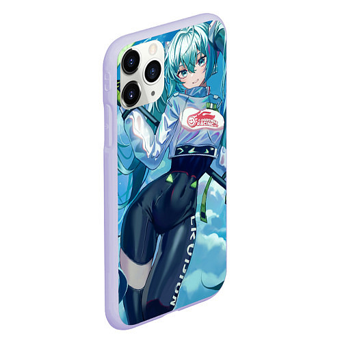 Чехол iPhone 11 Pro матовый Miku Hatsune racing suit / 3D-Светло-сиреневый – фото 2